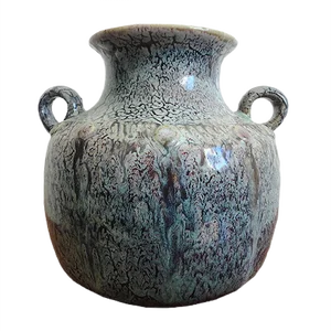 French Enameled Earthenware Vase from Puisaye