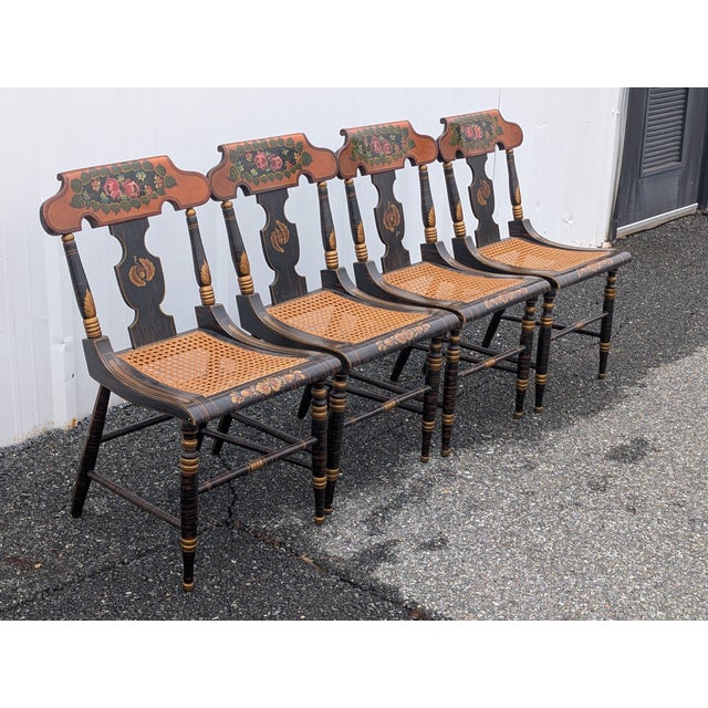 19th C. Baltimore Ebonised & Painted Bergere Side Chair, 1880s For Sale In Washington DC - Image 6 of 14