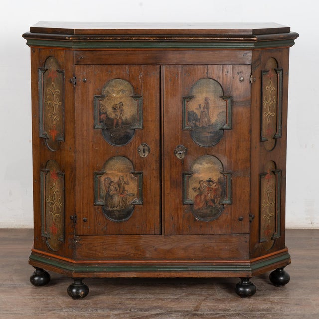 Folk Art 19th Century Original Painted Swedish Sideboard Cabinet For Sale - Image 3 of 12