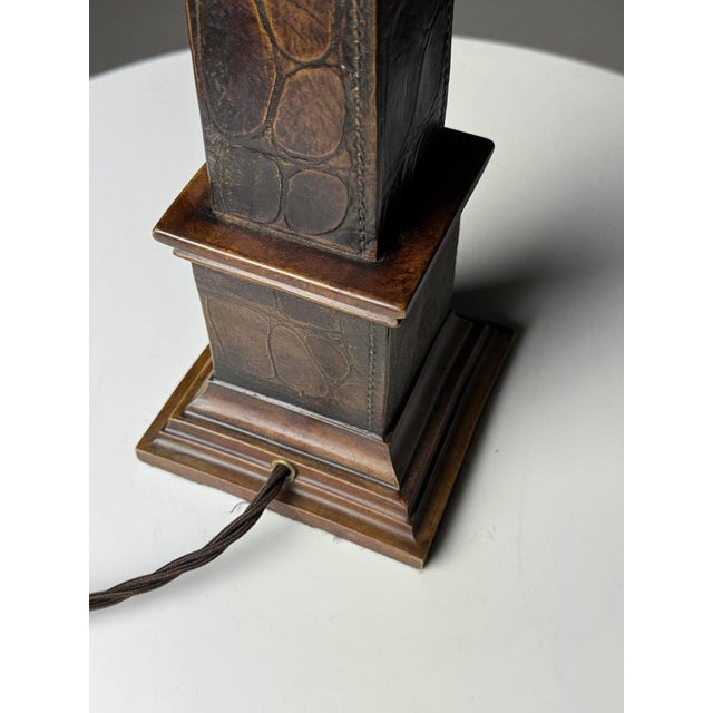 Classic Leather Lamp Base For Sale - Image 6 of 12