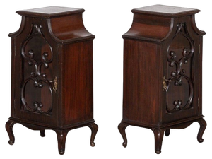 Antique English Glazed Cabinets in Mahogany, 1890, Set of 2