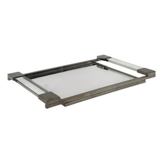 Modernist Acrylic Glass Mirrored Tray from Jacques Adnet, France, 1950 For Sale