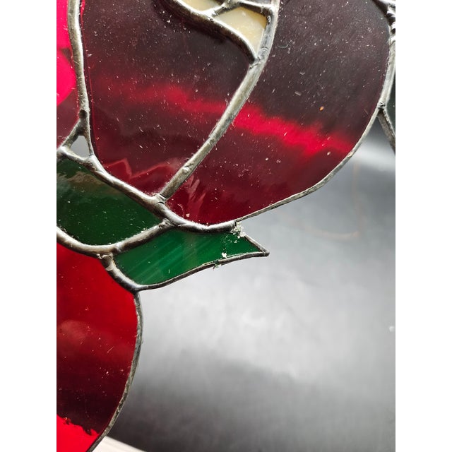 Vintage Handcrafted Apple-Themed Stained Glass Suncatcher Panel For Sale - Image 4 of 4