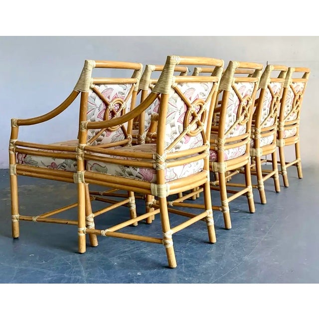 Mid-Century Modern Vintage McGuire Target Back Dining Chairs - Set of 8 For Sale - Image 3 of 12