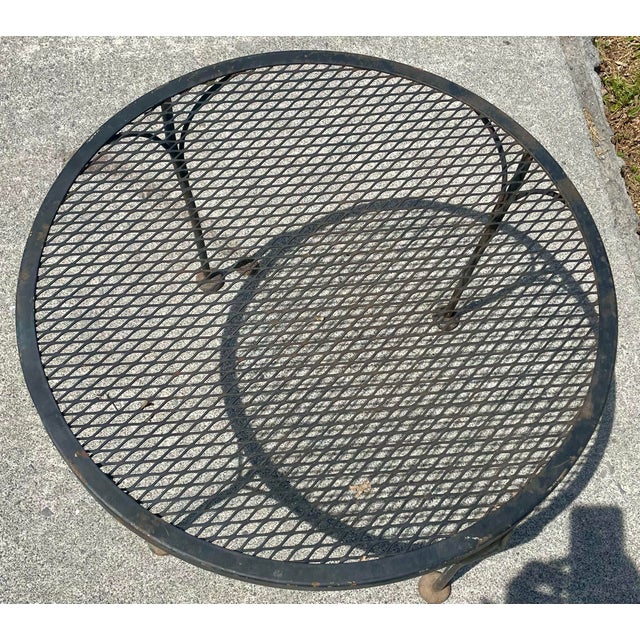 Mid 20th Century Woodard Wrought Iron Small Round Occasional Side Garden Patio Table Mesh Top For Sale - Image 12 of 12