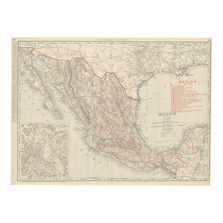 Antique Map of Mexico with Valley of Mexico Inset by Rand McNally, 1899 For Sale