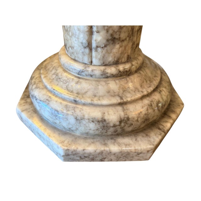 White Pair of Italian Slender Marble Pedestals, 20th Century For Sale - Image 8 of 8