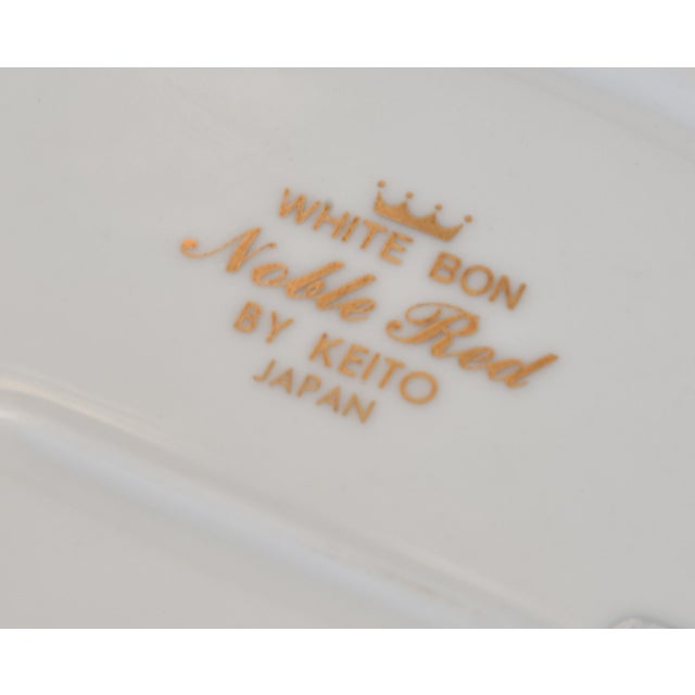 Ceramic 1960s Elegant Mid-Century Japanese Bone China Service for 12 in White and Noble Red For Sale - Image 7 of 17