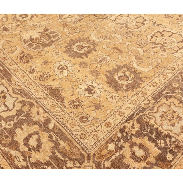Authetic Indian Amritsar Tan, Brown Hand-knotted Wool Rug For Sale - Image 4 of 6