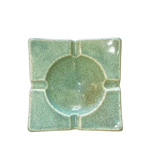 Pair of Mid 20th Century Speckled Green Ceramic Ashtrays or Catchalls For Sale - Image 6 of 8