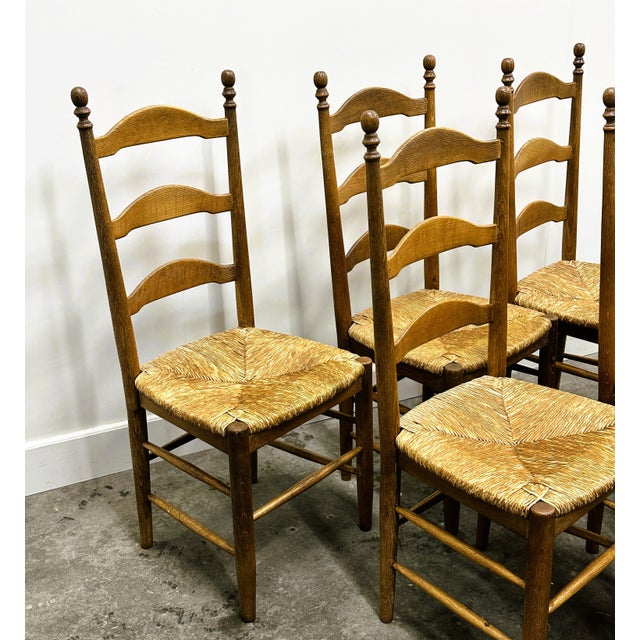 1970s French Farmhouse Country Dining Chairs in Oak, 1970s, Set of 6 For Sale - Image 5 of 8