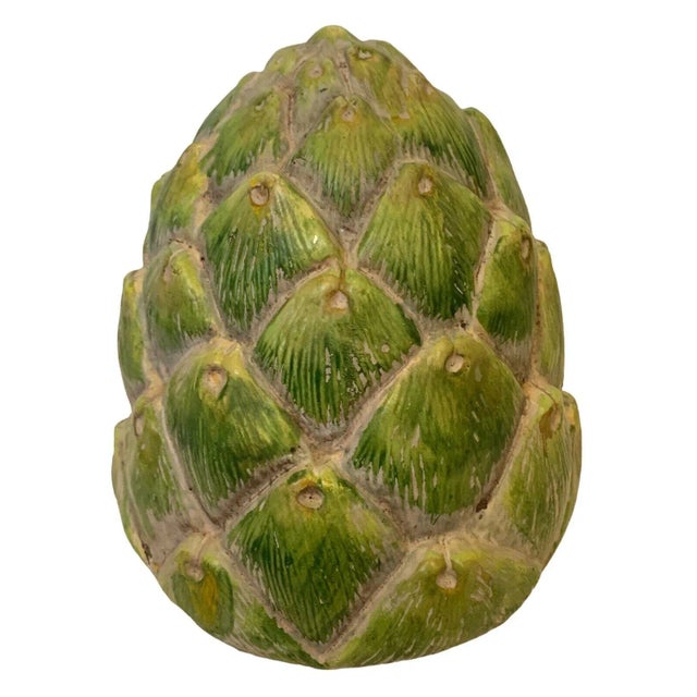 Mid 20th Century Vintage Green Artichoke Ceramic Sculpture For Sale - Image 5 of 8