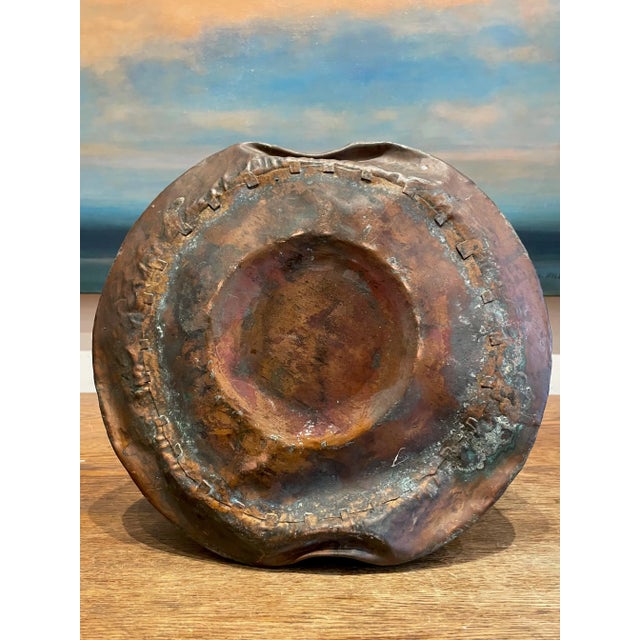 Antique Hammered Turkish Copper Pitcher For Sale - Image 11 of 12
