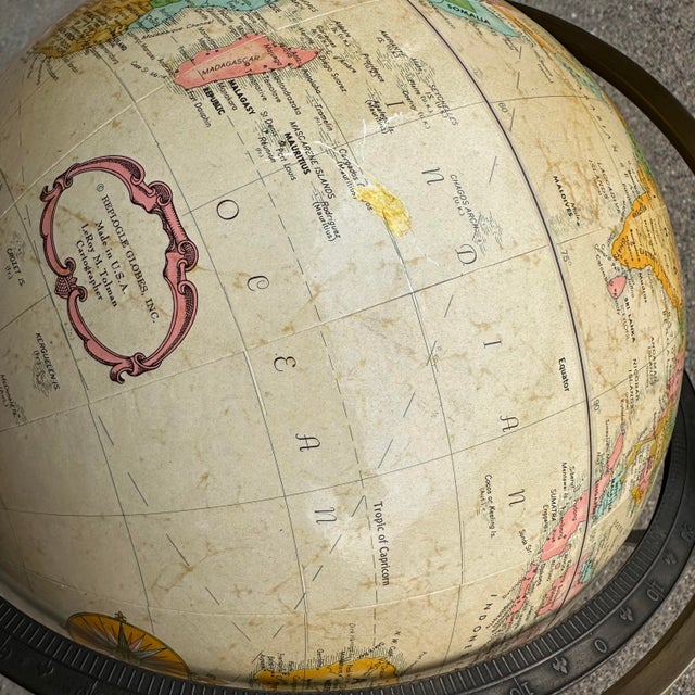 Paul McCobb Paul McCobb Style Globe on Brass Stand For Sale - Image 4 of 11