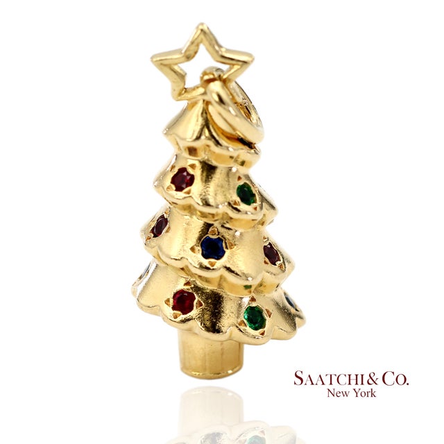 Vintage Tiffany & Co. Rainbow Gemstone Christmas Tree Charm Pendant Metal Type: 18k Solid Yellow Gold Total Item Weight:...