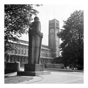 Bismarck Monument View to Deutsches Museum, Munich Germany, 1937