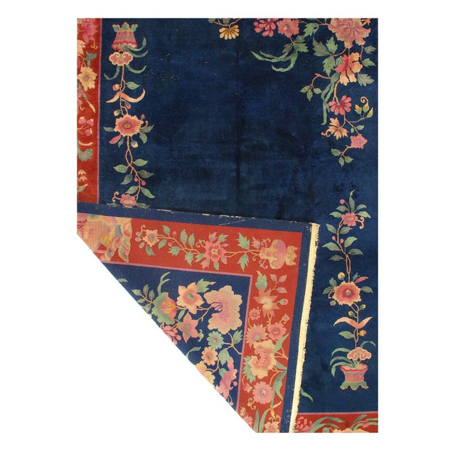 Traditional Pasargad DC Navy Blue Antique Chinese Art Deco Rug For Sale - Image 3 of 6