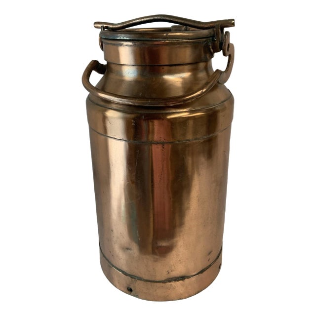 Vintage French Copper Milk Can Umbrella Stand For Sale