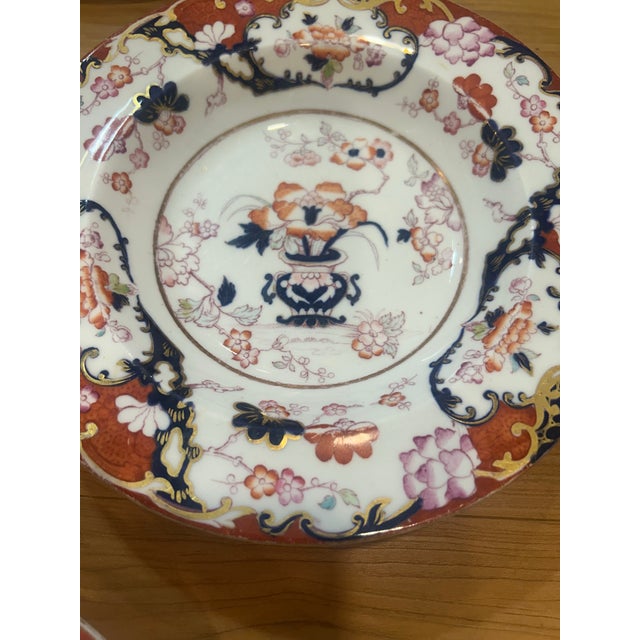 Navy Blue Brownfield & Sons Chinoiserie Bowls 1871 - 1891 Imari Pattern Ironstone - Set of 7 For Sale - Image 8 of 12
