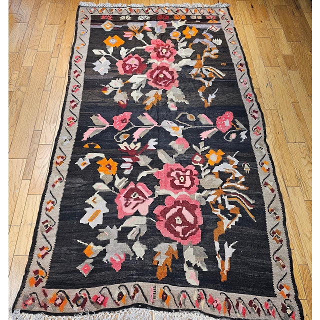 Early 20th Century Vintage hand woven Caucasian Karabagh Kilim. The beautiful kilim is from the Karabagh area in the...