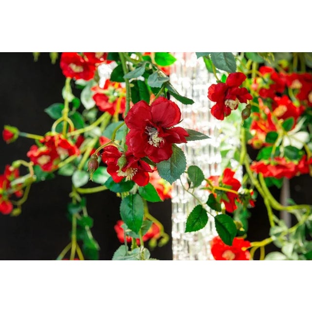 Glass Small Round Flower Power Wild Red Roses Chandelier from VGnewtrend, Italy For Sale - Image 7 of 11