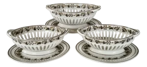 Copeland Spode Creamware Baskets with Underplate, 1800s, Set of 3