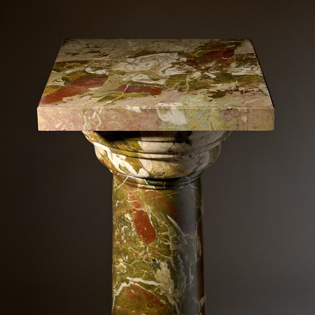 Antique Breccia Pontifica Marble Columns, Italian, Circa 1910 For Sale - Image 4 of 10