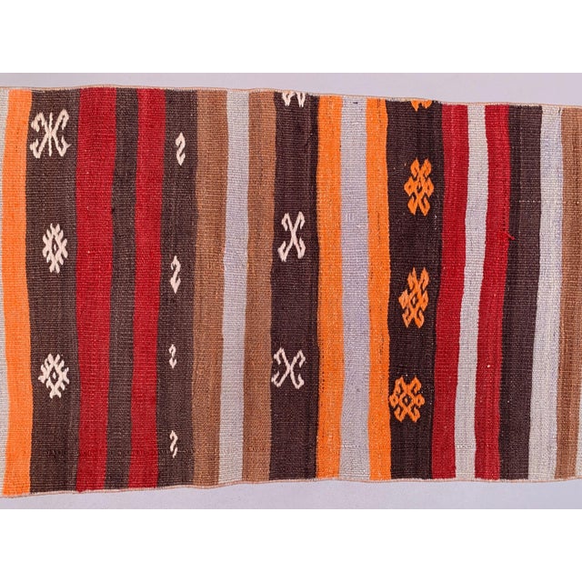 Turkish Narrow Kilim Runner Rug For Sale - Image 4 of 7