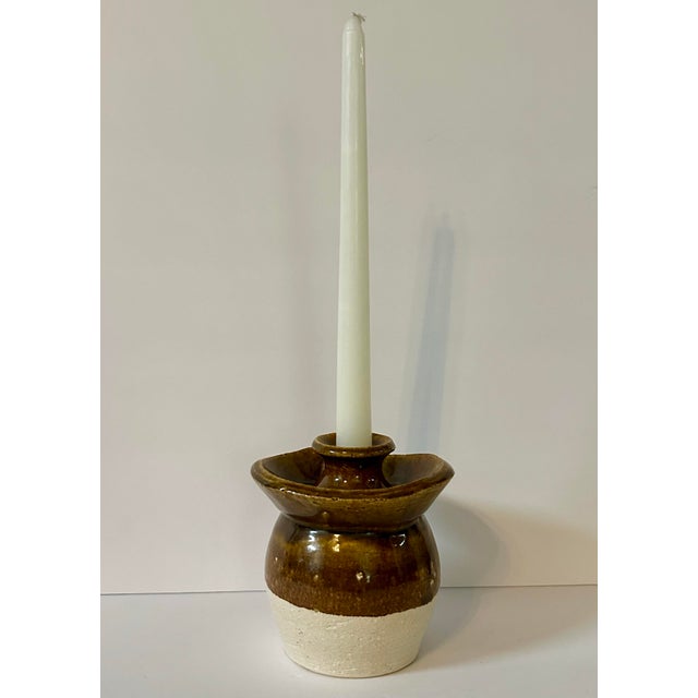 Vintage Mid 20th Century Hand Made Brown & Cream Glazed Honey Jar For Sale - Image 9 of 9