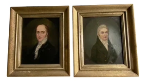 Portraits, 18th Century, Oil on Canvases, Framed, Set of 2