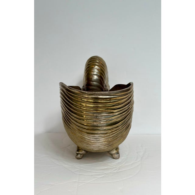 1980s 1980s Hollywood Regency Brass Nautilus Shell Footed Vessel For Sale - Image 5 of 9