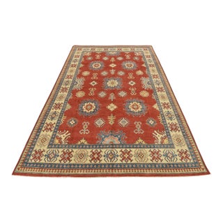 Kazak Rug 9'4'' X 13'8'' Red Wool Tribal Hand-Knotted Oriental Carpet For Sale