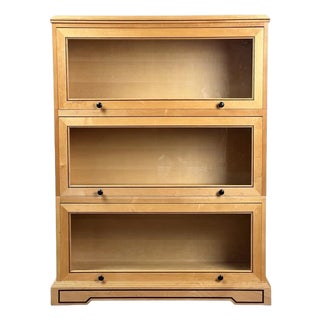 Vintage Bench Made Maple With Wenge Inlay Three Stack Barrister Bookcase For Sale