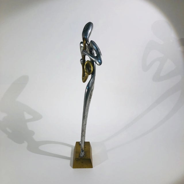 1960s Modernist Aluminum and Brass Figure For Sale - Image 4 of 11
