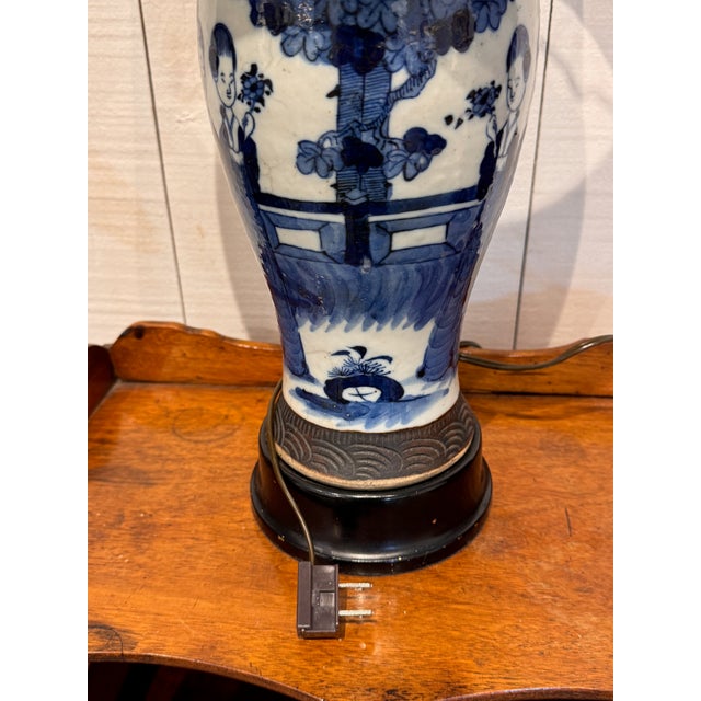 1950s Blue and White Chinese Porcelain Lamp For Sale - Image 11 of 11