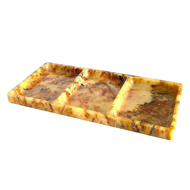 Mid 20th Century Faux Onyx Resin Partitioned Tray For Sale - Image 9 of 13