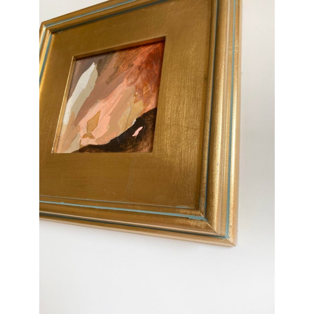 Wood "Water and Fire" Pair of Framed Mini Paintings by Jessalin Beutler For Sale - Image 7 of 7