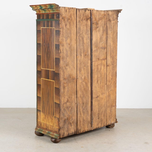 1803 Hungarian Original Hand-Painted Pine Two-Door Armoire For Sale - Image 14 of 14