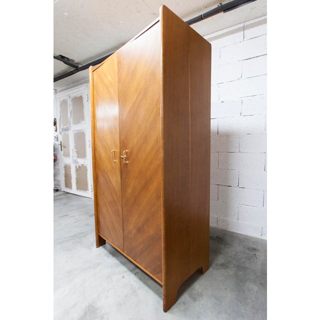 Mid-Century Modern Mid-Century Modern Oak Veneer Wardrobe with Doors and Drawers, 1950s For Sale - Image 3 of 18