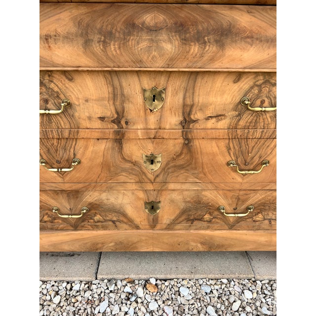 French French 19th Century Louis Philippe Bleached Solid Walnut Marble Top Commode For Sale - Image 3 of 12