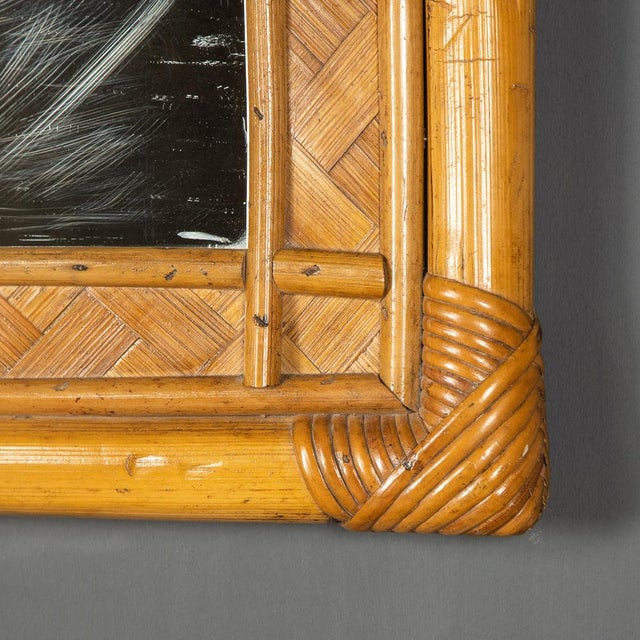Tan 20th Century French French Bamboo Mirror, 1970s For Sale - Image 8 of 9
