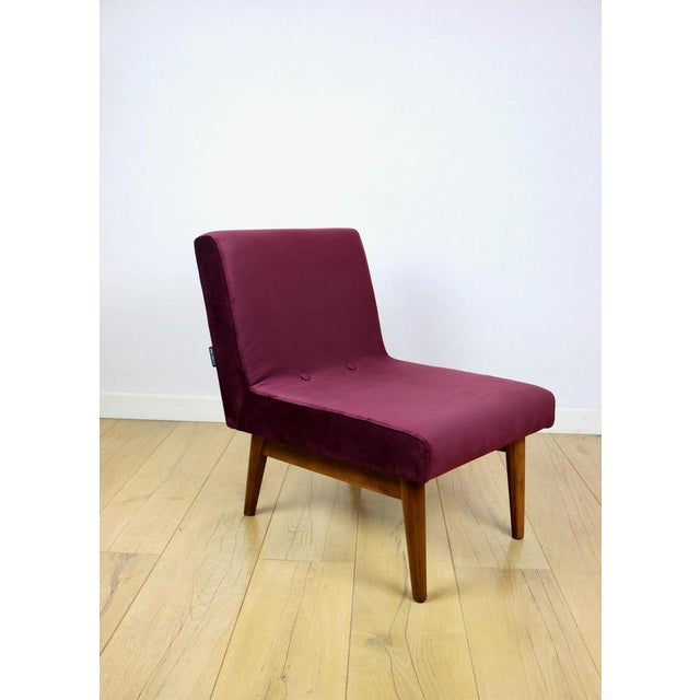 Textile Vintage Loft Armchair in Burgundy Wine Velvet, 1970s For Sale - Image 7 of 12