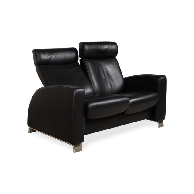 Arion Leather Two-Seater Black Manual Function Sofa from Stressless For Sale - Image 5 of 17
