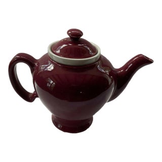 Mid Century Ceramic Teapot - Dark Red Maroon / White - McCormick Baltimore For Sale