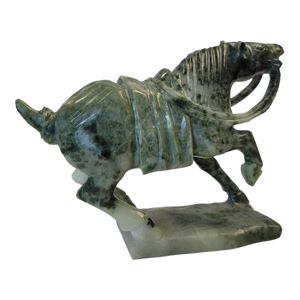 Tree Agate Tang-Style War Horse Sculpture