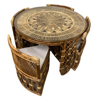 Varnish Collection Penelope Game Table with Nesting Chairs For Sale