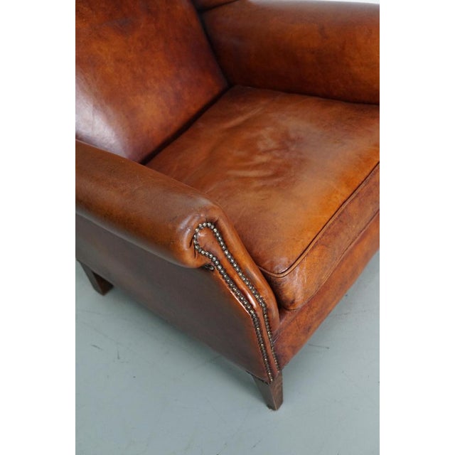 Vintage Dutch Cognac Colored Leather Club Chair For Sale - Image 9 of 17