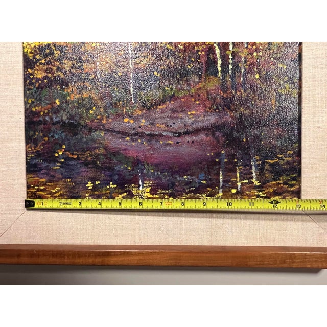 Textile 1990's Tim Saska Original Acrylic on Canvas Autumn Forest Landscape - Framed Art For Sale - Image 7 of 8