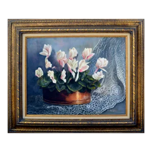 White Cyclamen & Lace Still Life by Katherine Popera