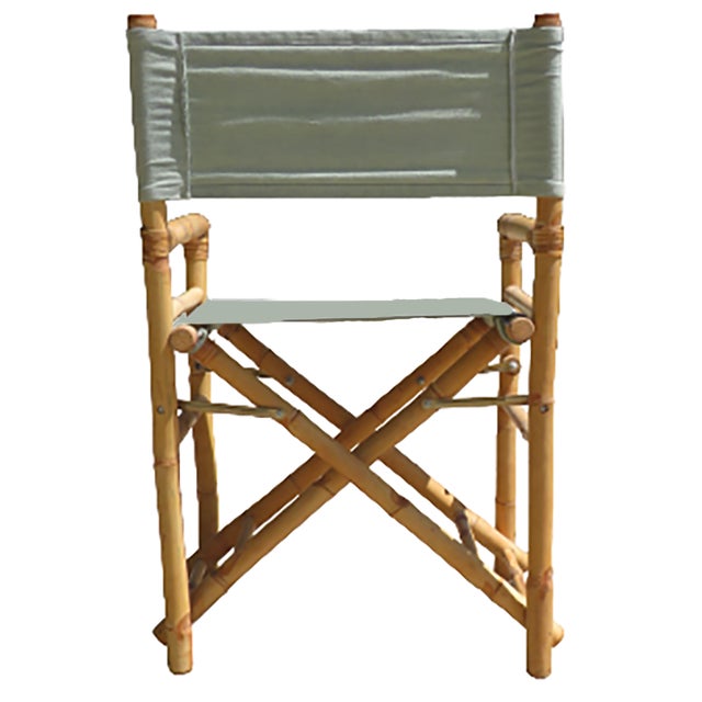 Bamboo & Canvas Folding Deck / Director's Chair For Sale - Image 4 of 6